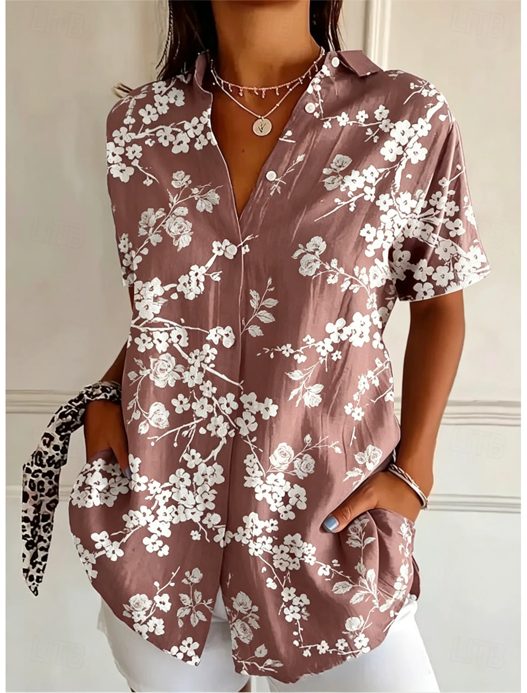 Kemeja Kasual Wanita Lengan Pe - Romper Floral Print ulasan dan harga