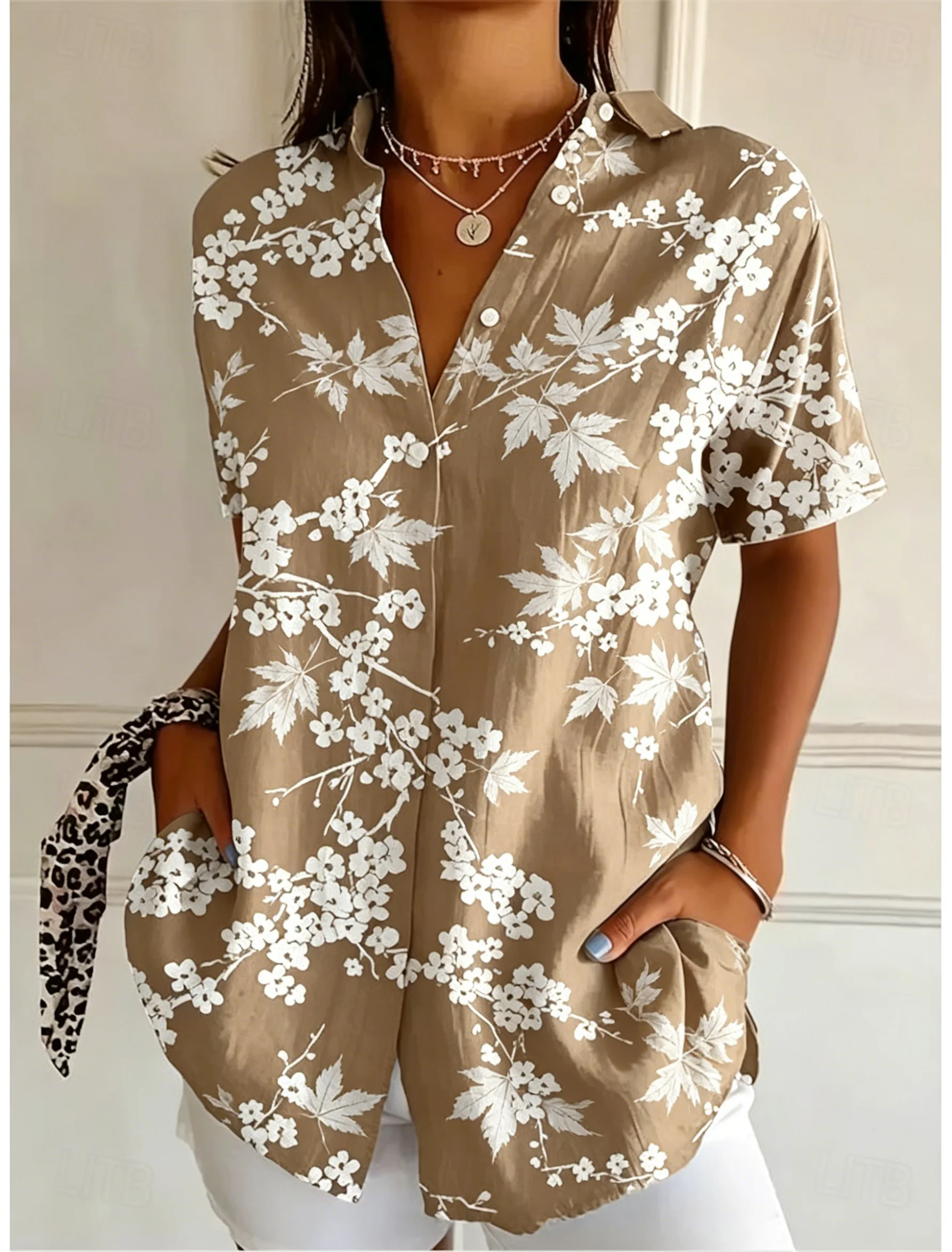 Kemeja Kasual Wanita Lengan Pe - Romper Floral Print ulasan dan harga