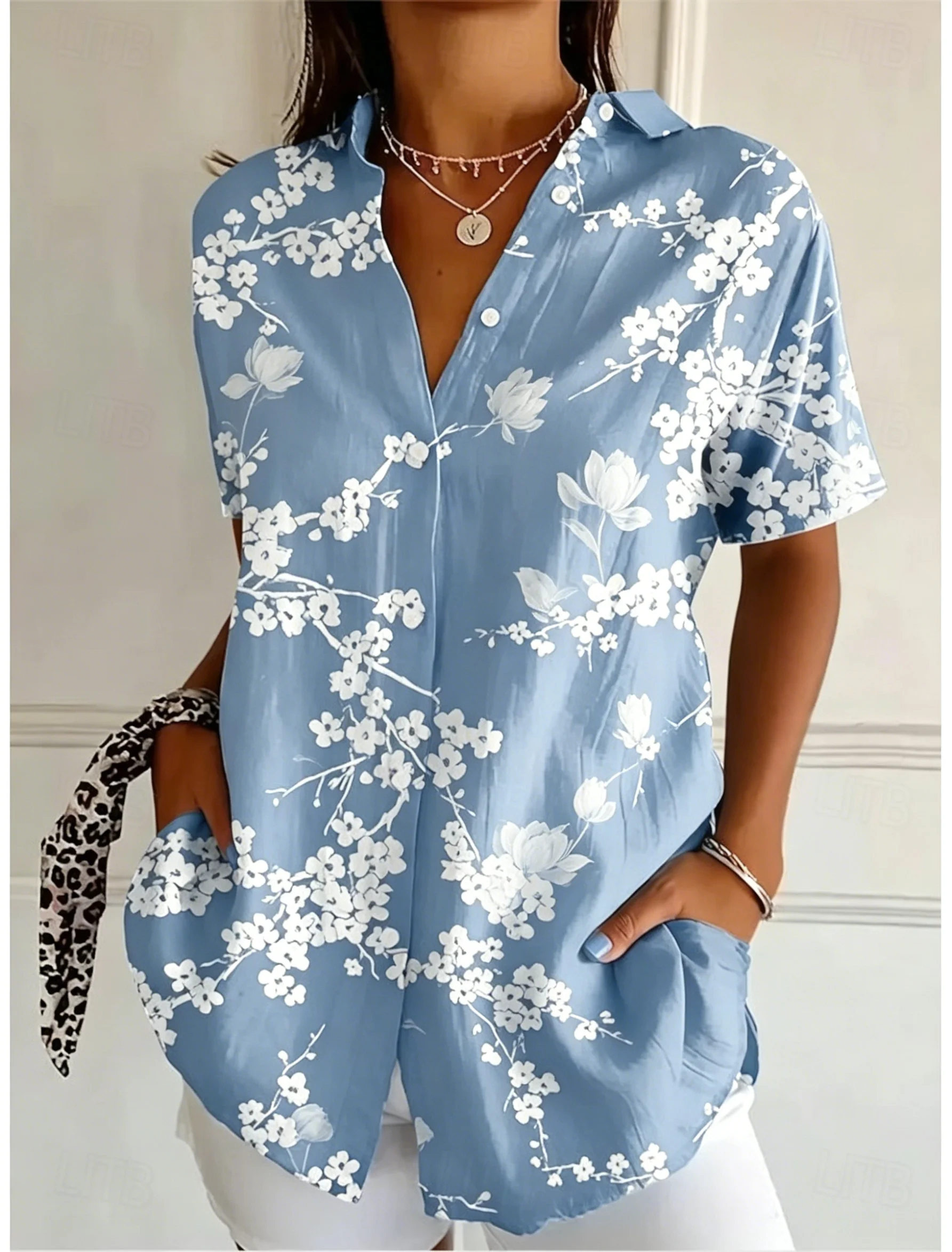 Kemeja Kasual Wanita Lengan Pe - Romper Floral Print ulasan dan harga